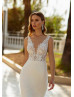 Sparkly Ivory Lace Satin Sexy Mermaid Wedding Dress